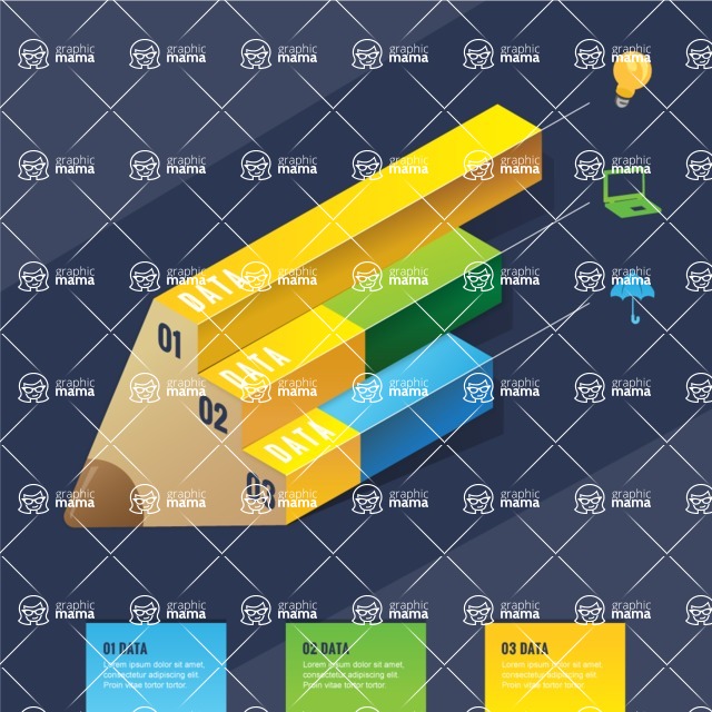 Infographic Templates Collection - Vector, Photoshop, PowerPoint, Google Slides - Isometric Infographic Template with 3D Pencil